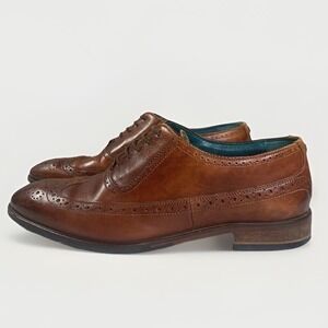 Ted Baker Asonce Wingtip Oxford Mens 9 Tan Leather Brogue Dress Shoes Formal